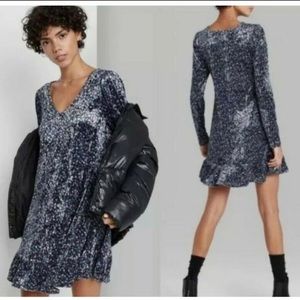 Wild Fable Floral Velvet Long Sleeve Dress NWT